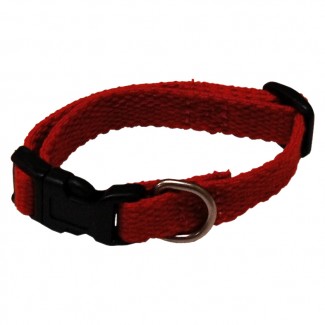 AC Dog Small 1/2-Inch Red Organic Cotton Collar, 6-Inch to 9-Inch