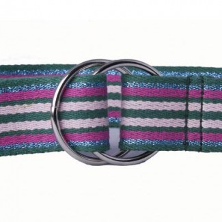 LR Green Multi-colored Stripe Cotton Webbing O-Ring Belt