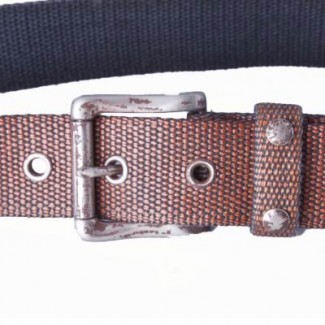 MR Tobacco Waxed Cotton Webbing Belt with Studs