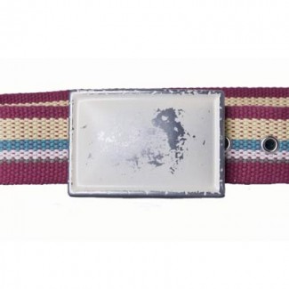 O Maroon Multi-colored Cotton Webbing Belt with Plaque Buckle