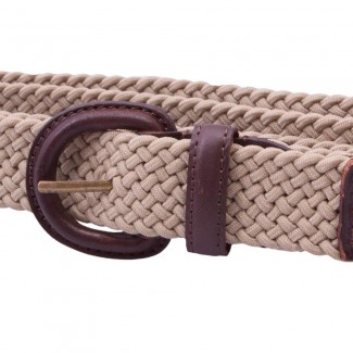 MR Tan Elastic Braid Belt with Leather Details