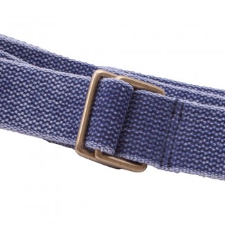 MR Washed Blue Webbing Square Ring Belt with Leather Tab