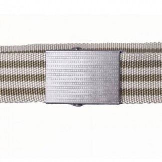 O Olive Drab and Tan Striped Nylon Webbing Belt