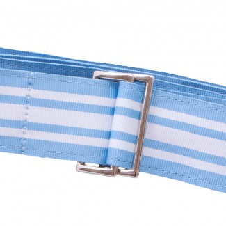 LR Blue and White Striped Webbing Belt with Metal Slide